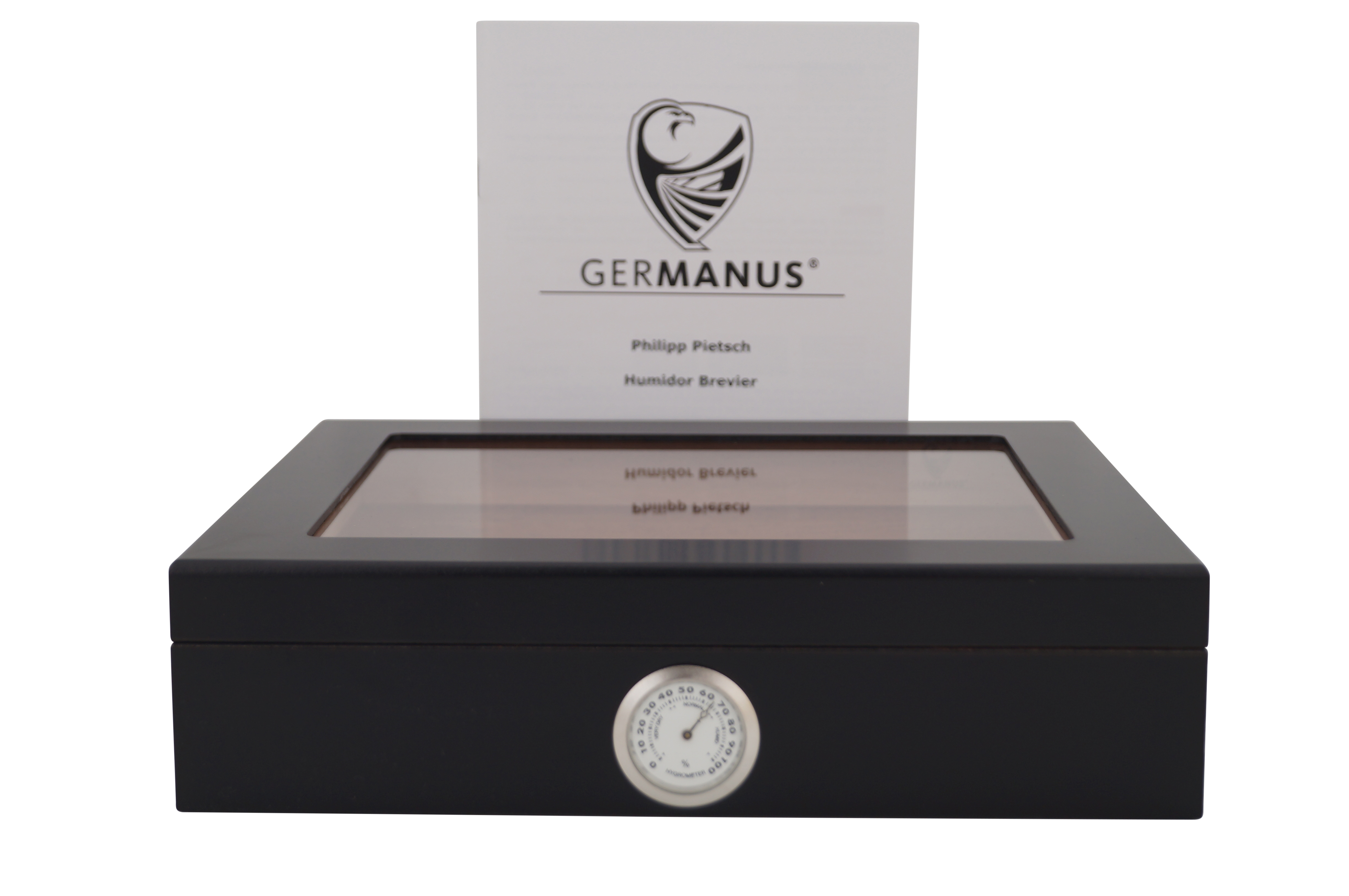 GERMANUS Mensalla Humidor für ca. 30 Zigarren mit Sichtfenster - Schwarz